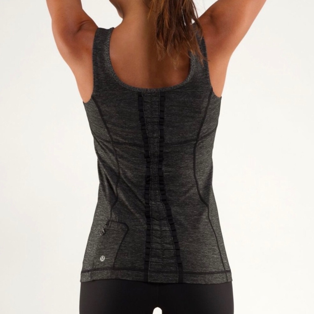 Lululemon Run Free Tank Ruffled Heathered Black